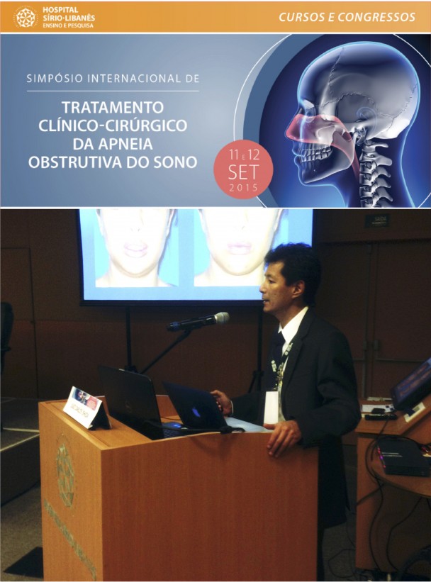 Dr. Luiz Carlos Ishida durante palestra no Simpósio Internacional de Tratamento Clínico-Cirúrgico da Apneia Obstrutiva do Sono